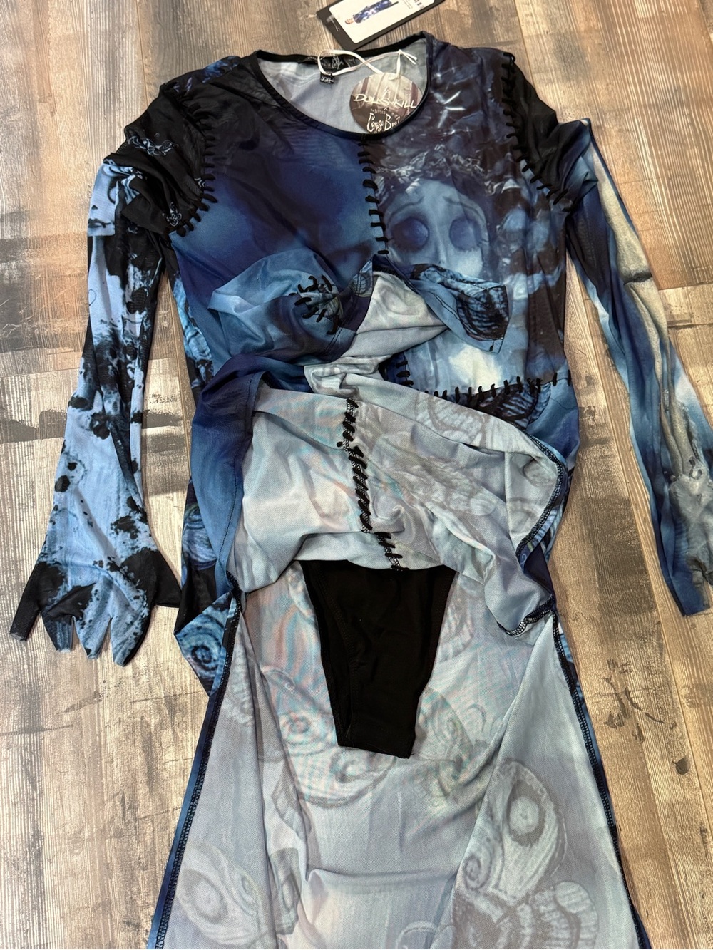 Dolls Kill x Corpse Bride mesh maxi graphic dress - Picture 2 of 5